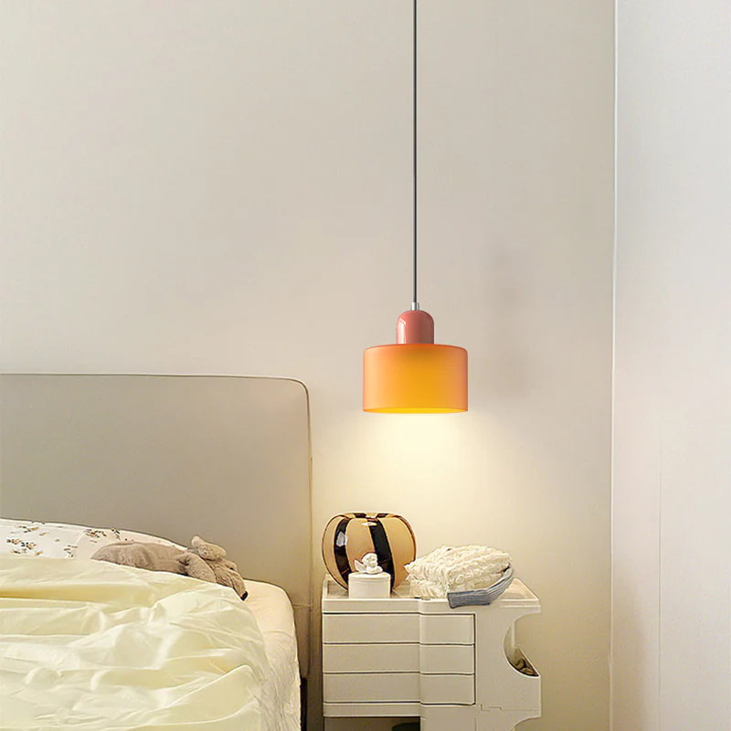 Small Glass Pendant Lamp in Bauhaus Style