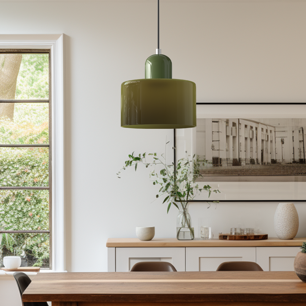 Small Glass Pendant Lamp in Bauhaus Style