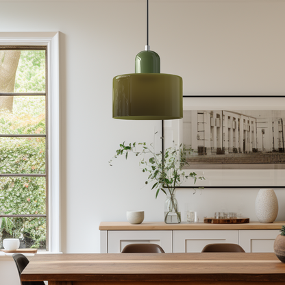 Small Glass Pendant Lamp in Bauhaus Style