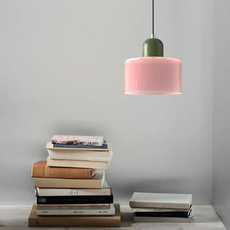 Small Glass Pendant Lamp in Bauhaus Style