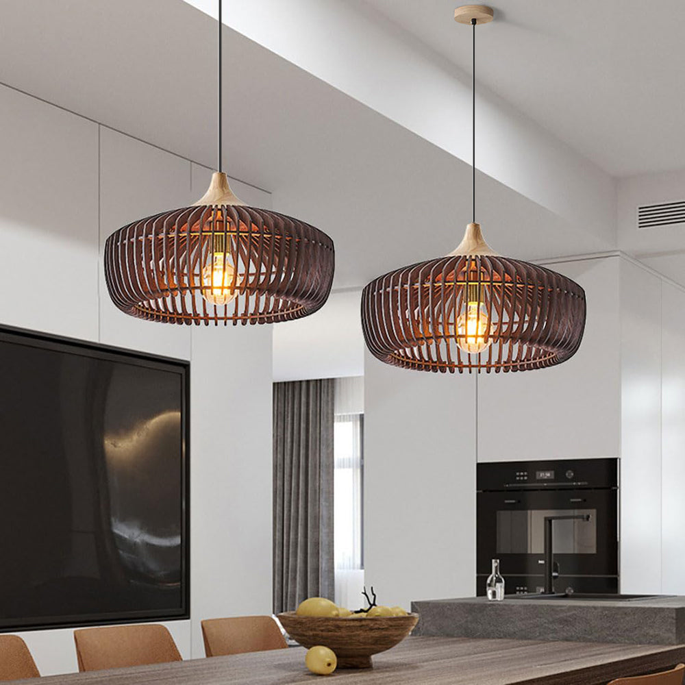 Nordic Wooden Dome Pendant Light