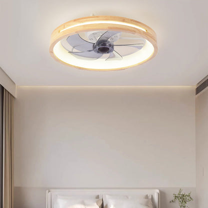 Japanese Wood Flush Mount Ceiling Fan Light