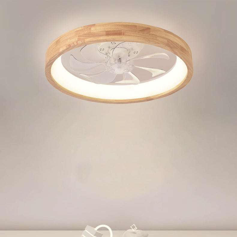 Japanese Wood Flush Mount Ceiling Fan Light