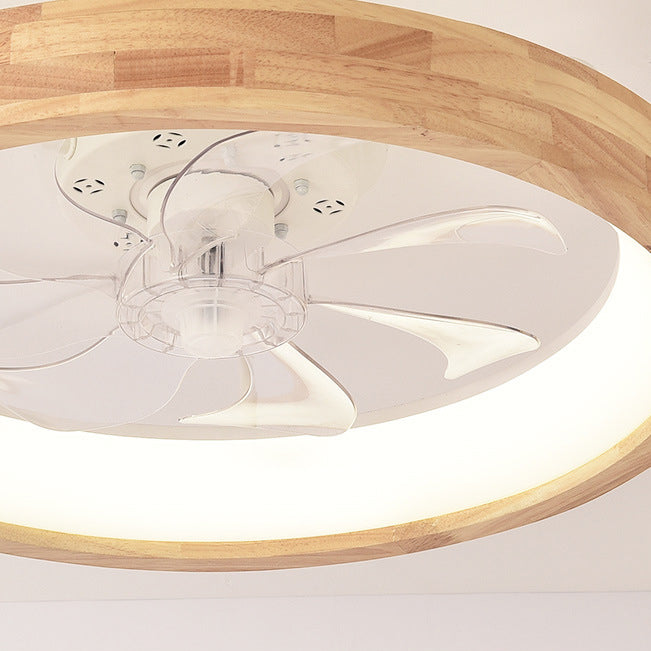 Japanese Wood Flush Mount Ceiling Fan Light