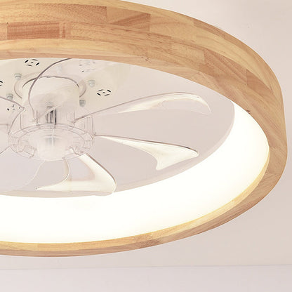 Japanese Wood Flush Mount Ceiling Fan Light