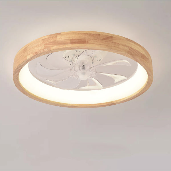 Japanese Wood Flush Mount Ceiling Fan Light