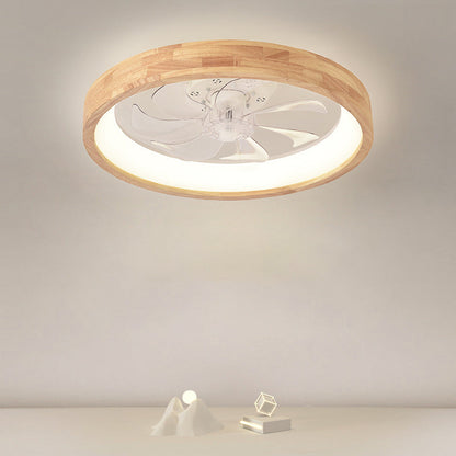 Japanese Wood Flush Mount Ceiling Fan Light