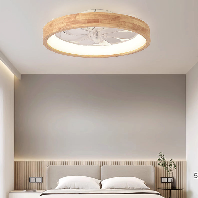 Japanese Wood Flush Mount Ceiling Fan Light