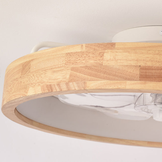 Japanese Wood Flush Mount Ceiling Fan Light