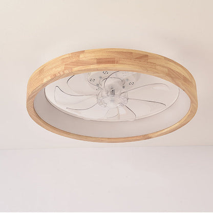 Japanese Wood Flush Mount Ceiling Fan Light