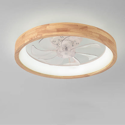 Japanese Wood Flush Mount Ceiling Fan Light