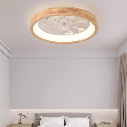 Japanese Wood Flush Mount Ceiling Fan Light
