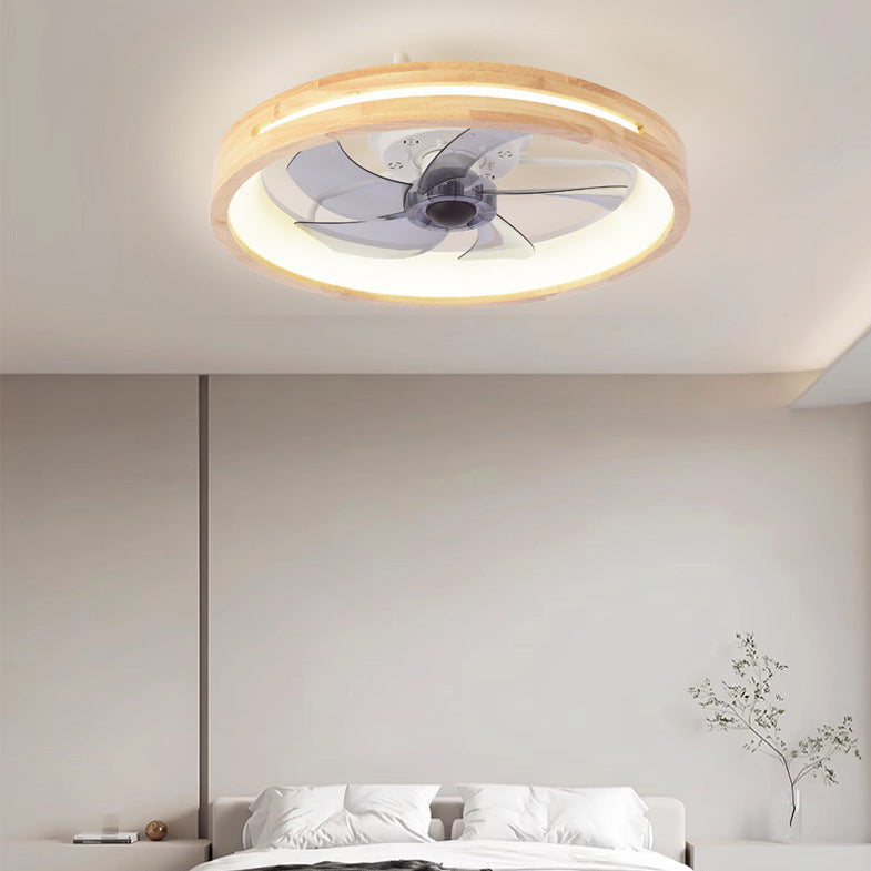Japanese Wood Flush Mount Ceiling Fan Light