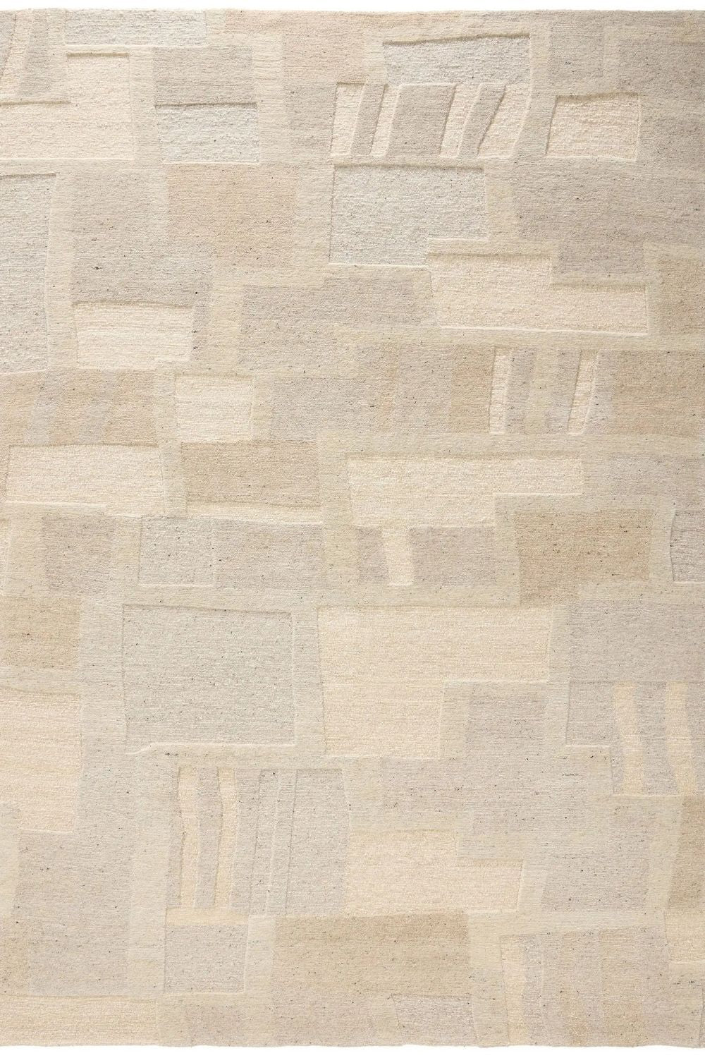 Beige hand-knotted wool rug