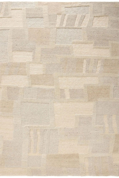 Beige hand-knotted wool rug