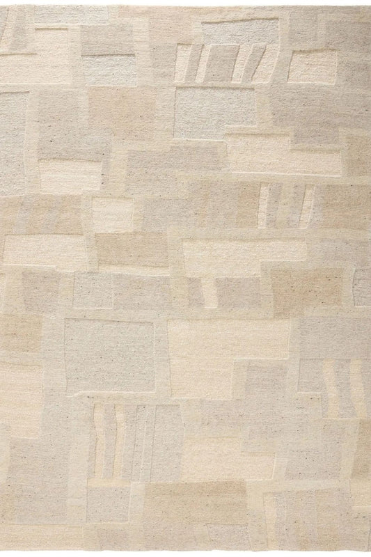 Beige hand-knotted wool rug