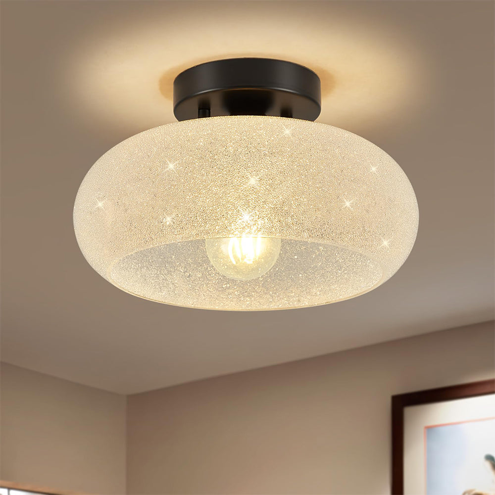 Round Glass Semi-Flush Ceiling Light