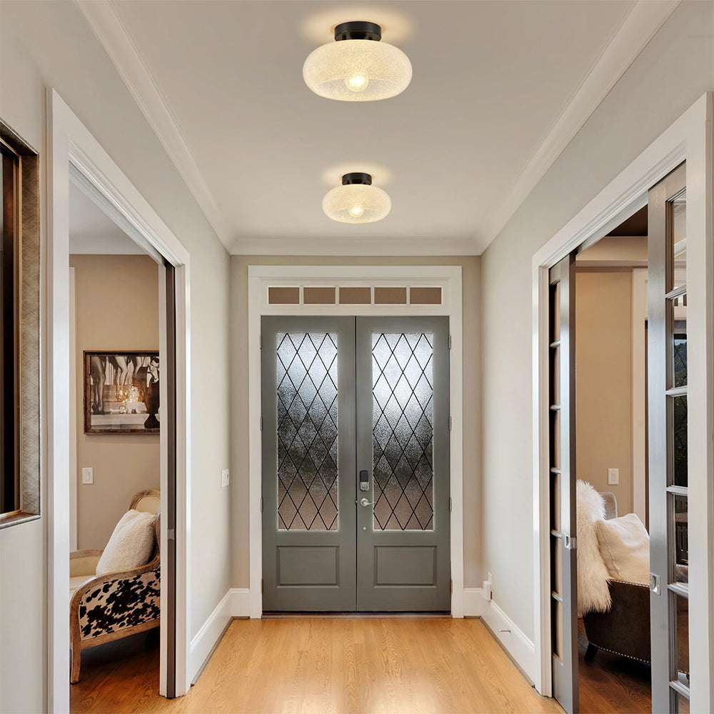 Round Glass Semi-Flush Ceiling Light