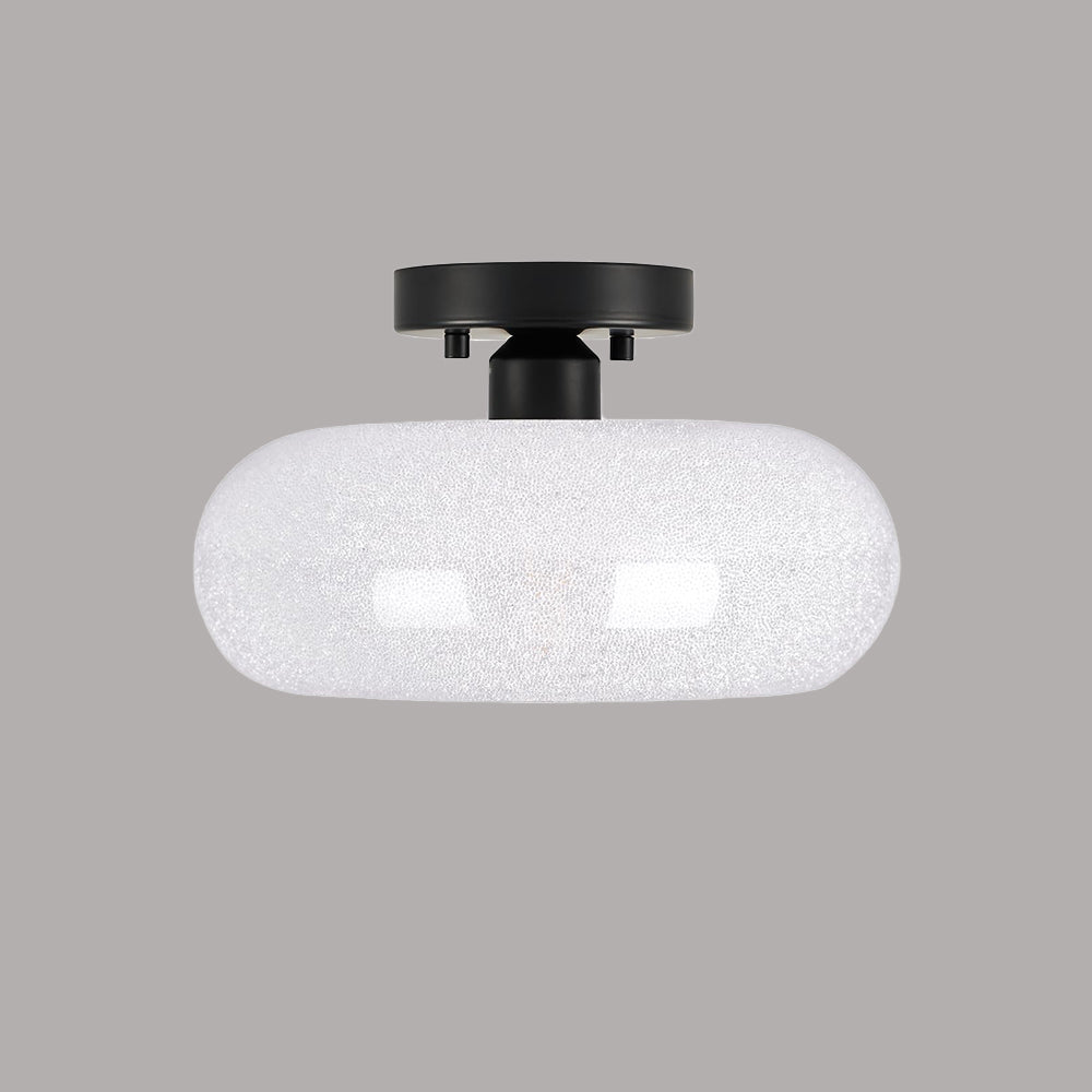 Round Glass Semi-Flush Ceiling Light