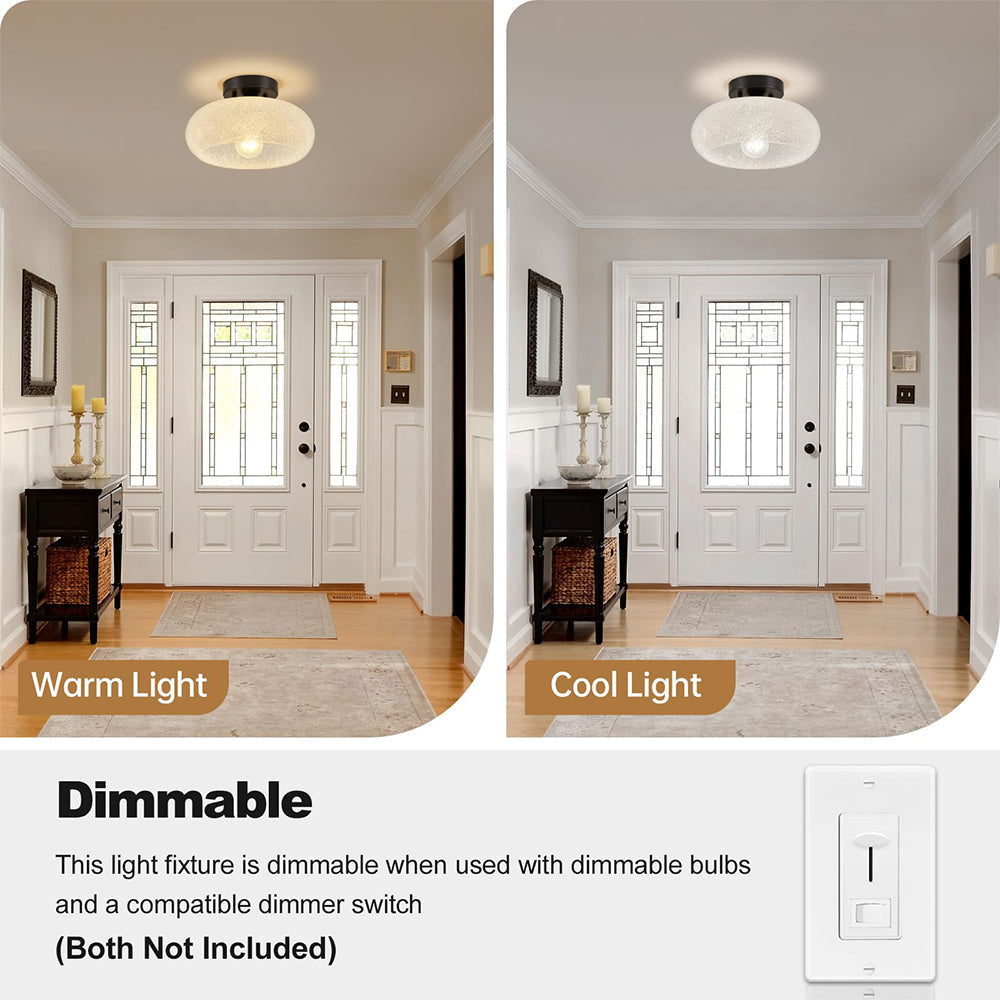 Round Glass Semi-Flush Ceiling Light