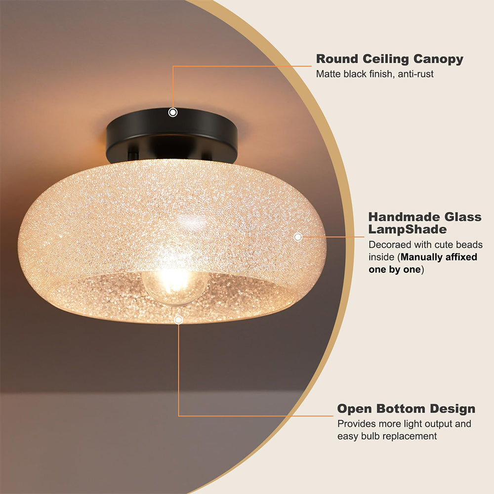 Round Glass Semi-Flush Ceiling Light