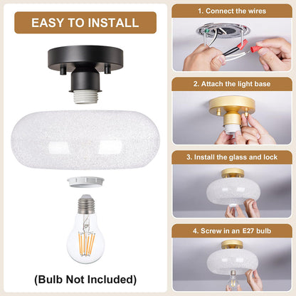 Round Glass Semi-Flush Ceiling Light
