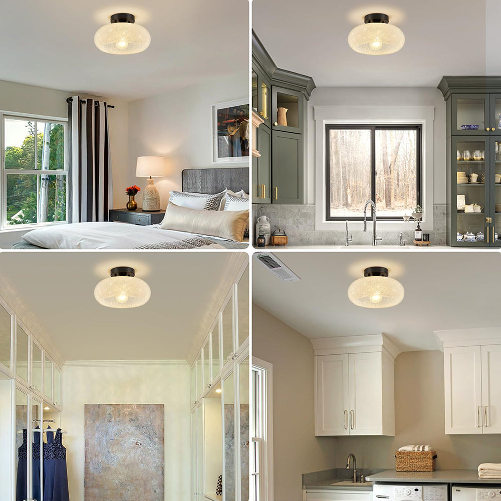 Round Glass Semi-Flush Ceiling Light