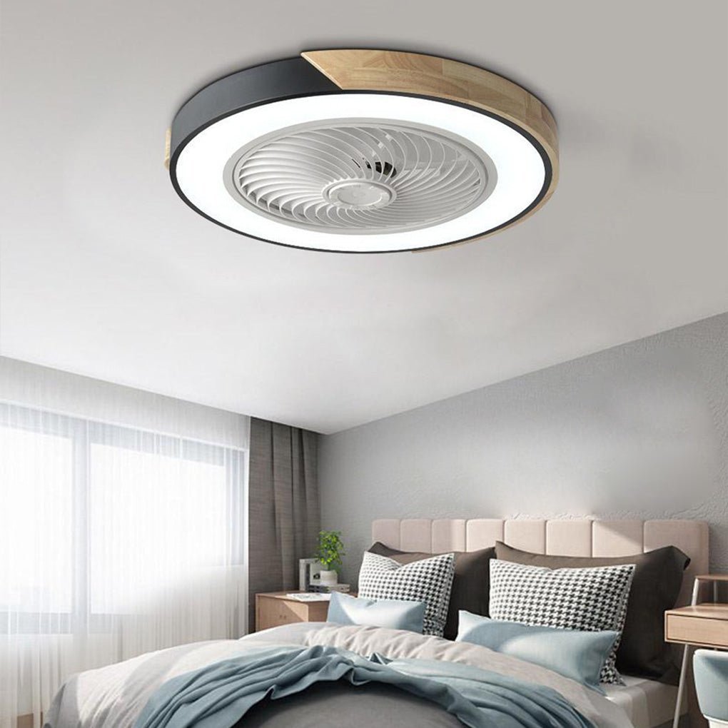 Modern Wood LED Ceiling Fan Light