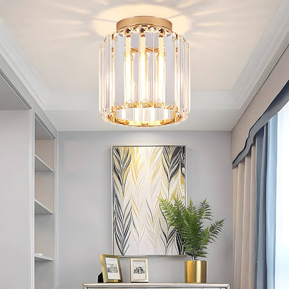 Glass Ceiling Light with Striped Shade