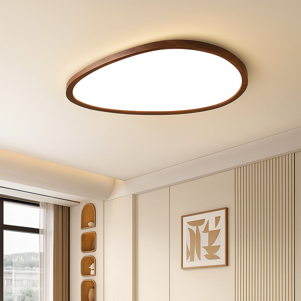 Ultra-flat ceiling light with wood look