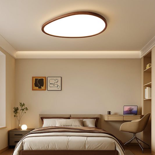 Ultra-flat ceiling light with wood look