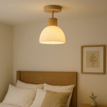 Natural wood ceiling light design