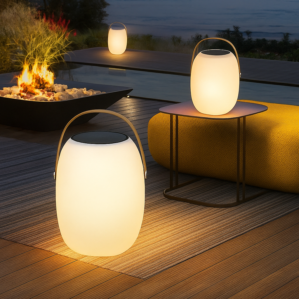 Portable solar light for patio
