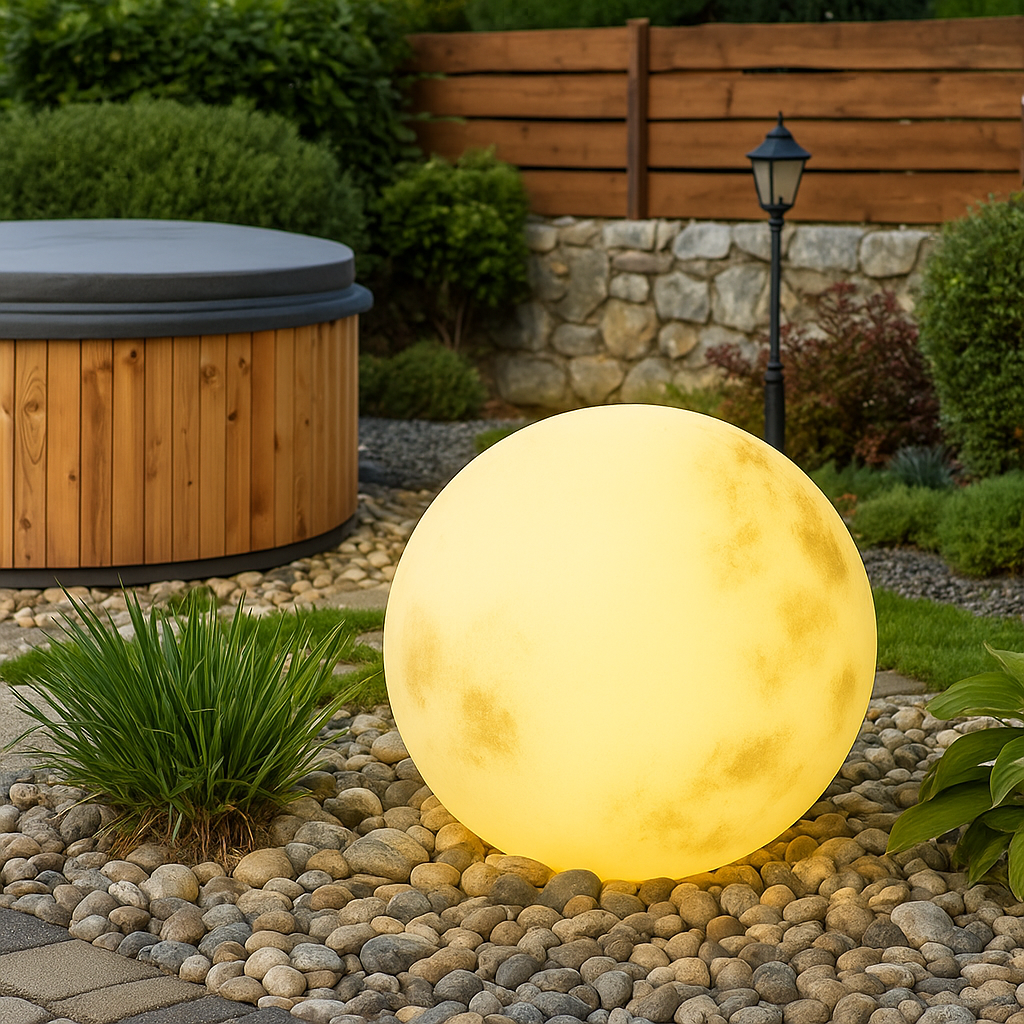 Solar garden light moon design