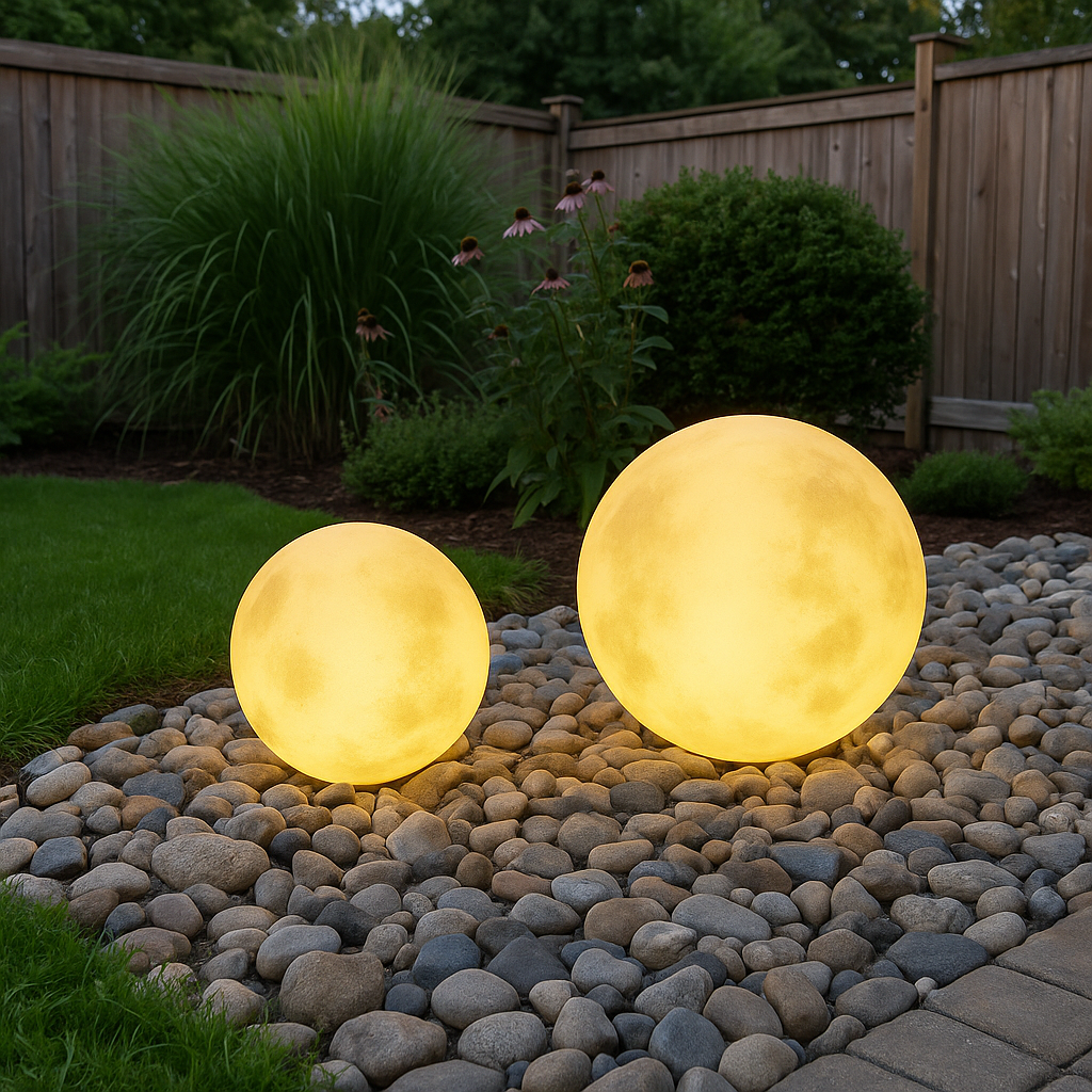 Solar garden light moon design