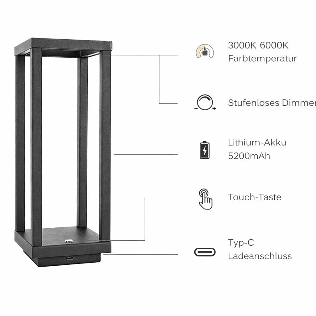 Cordless LED Table Lamp with Touch Control
