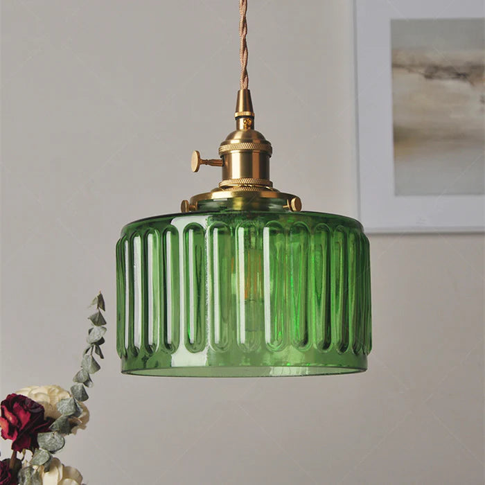 Textured Glass Cylinder Pendant