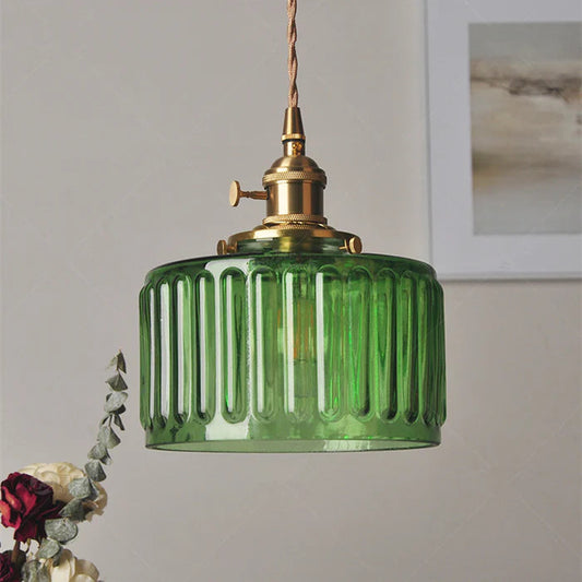 Textured Glass Cylinder Pendant