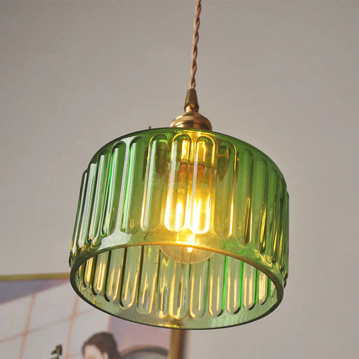 Textured Glass Cylinder Pendant