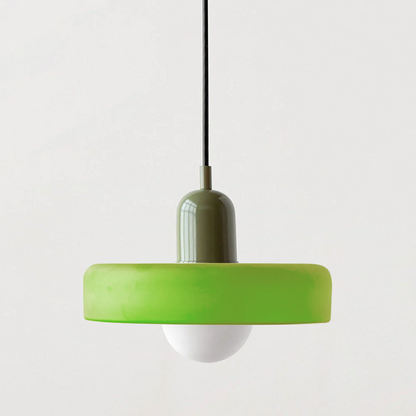 Colorful Glass Pendant Lamp in Art Deco Style