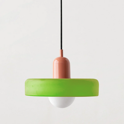 Colorful Glass Pendant Lamp in Art Deco Style
