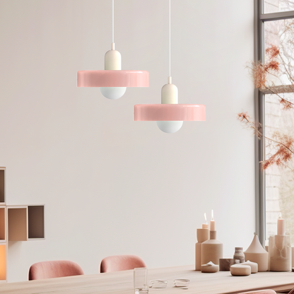 Colorful Glass Pendant Lamp in Art Deco Style