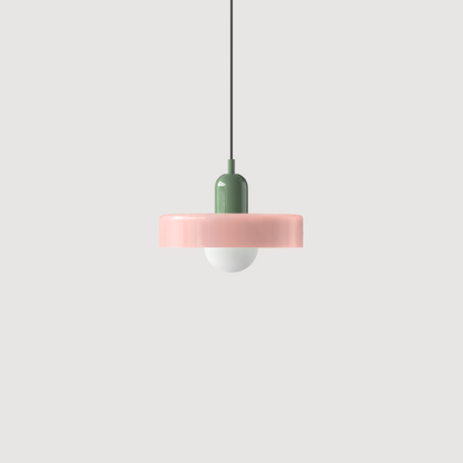 Colorful Glass Pendant Lamp in Art Deco Style