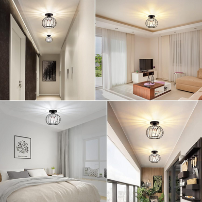 Black Ceiling Light with Glass Shade