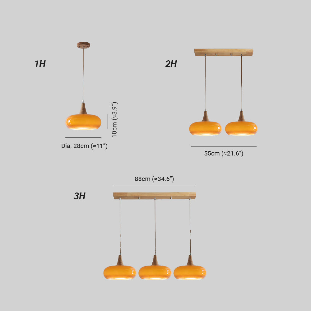 Modern Glass Wood Pendant Light