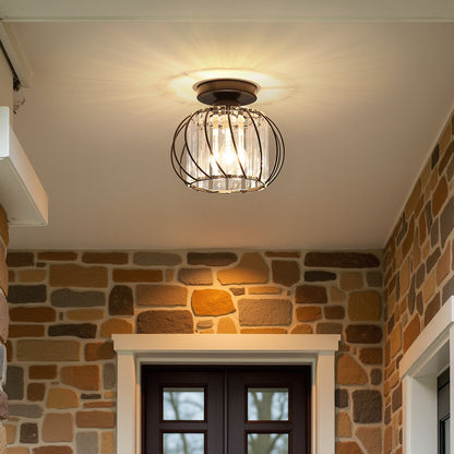 Black Ceiling Light with Glass Shade