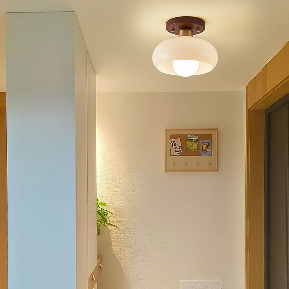 Classic Flush Cream Glass Ceiling Light