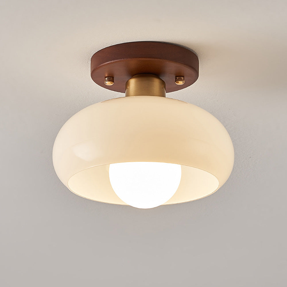 Classic Flush Cream Glass Ceiling Light