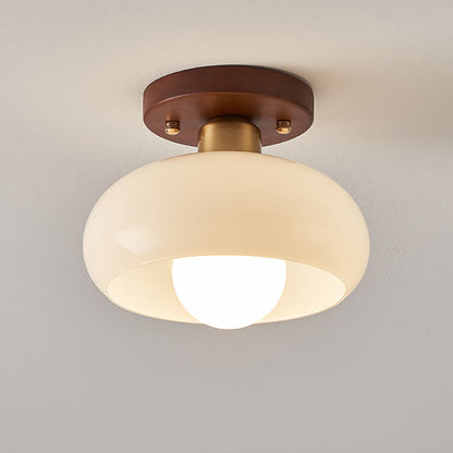 Classic Flush Cream Glass Ceiling Light
