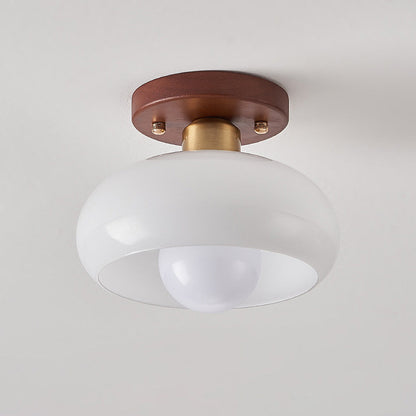 Classic Flush Cream Glass Ceiling Light